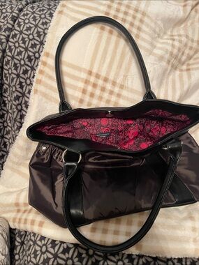 Lancome Black Tote with Pink Printed Lining